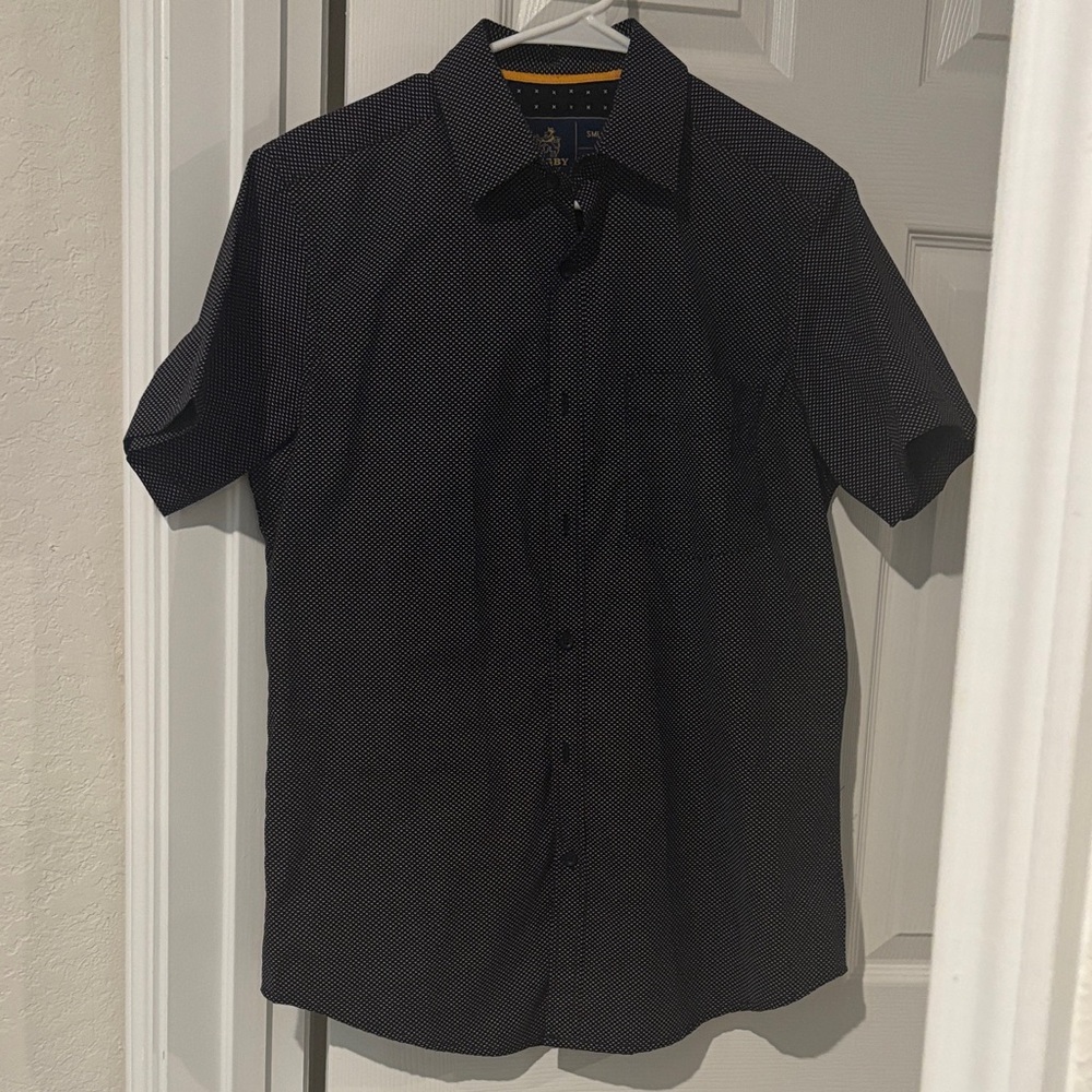 Men's black Patterned Short Sleeve Shirt